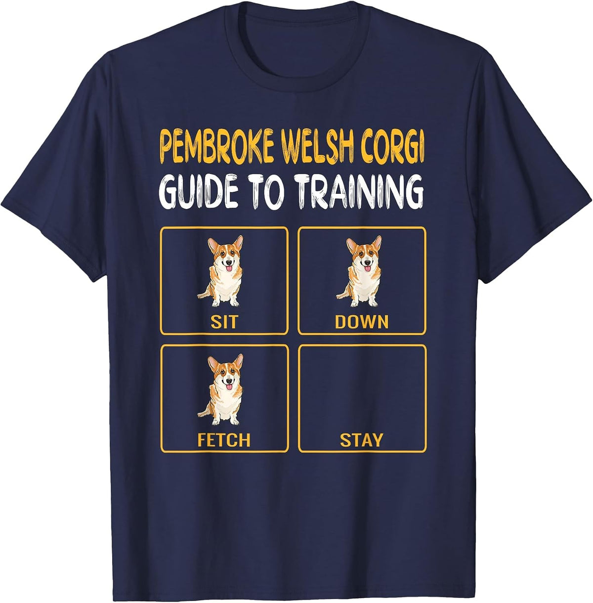 Pembroke Welsh Corgi Guide to Training Dog Obedience T-Shirt - Navy Blue