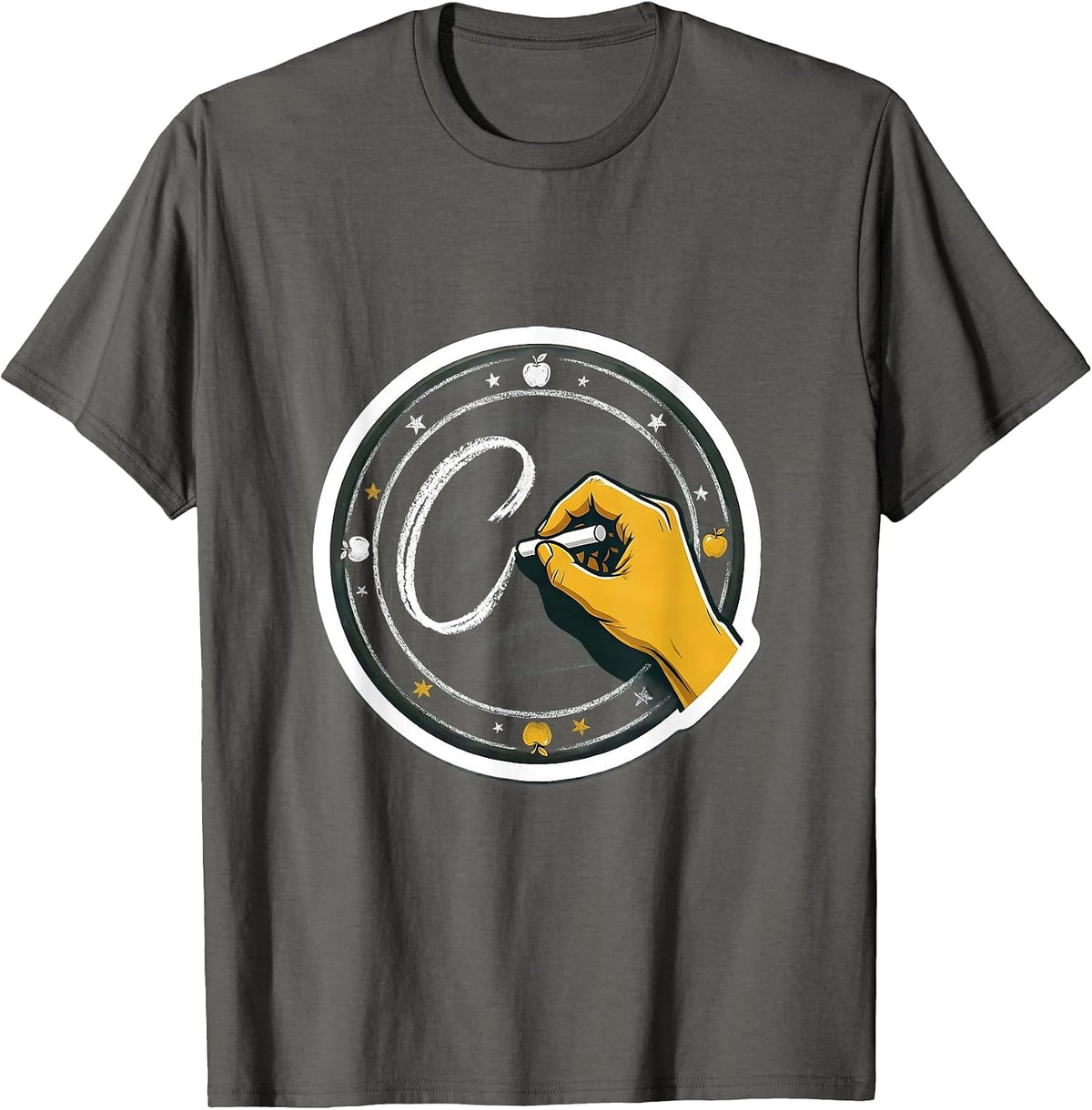 2nd Grade Teacher Chalkboard Illustration T-Shirt - Asphalt Grey