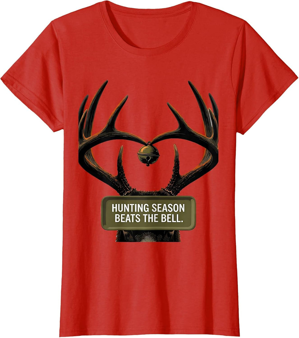 Women's Hunting Season Beats The Bell Funny Deer Hunting Camo Dad T-Shirt - Red