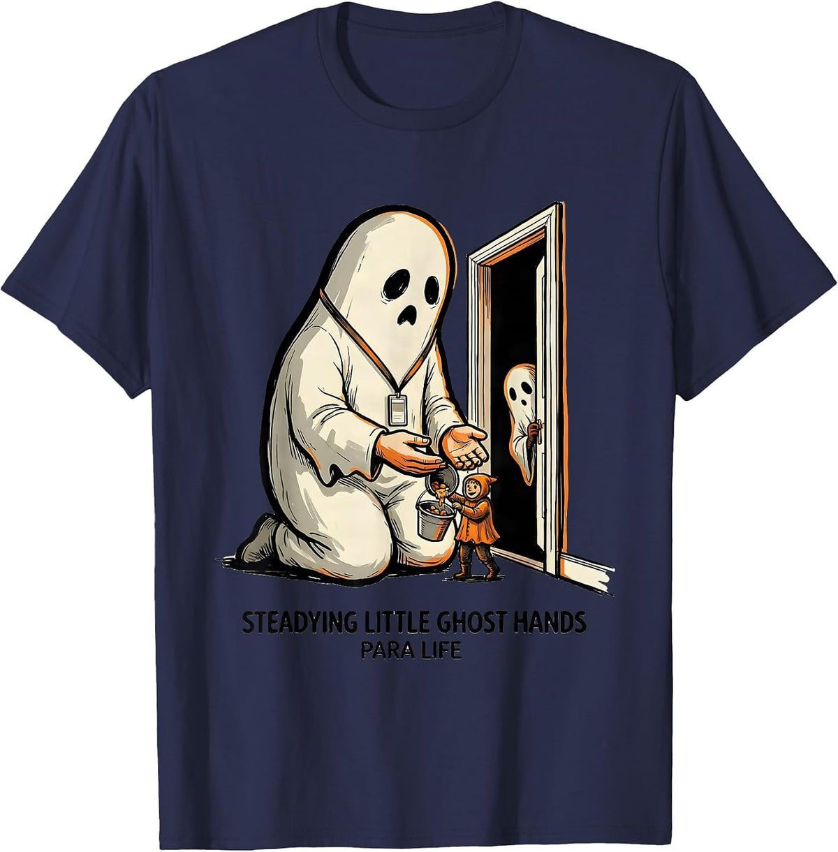 Steadying Little Ghost Hands, Para Life Paraeducator T-Shirt - Navy Blue