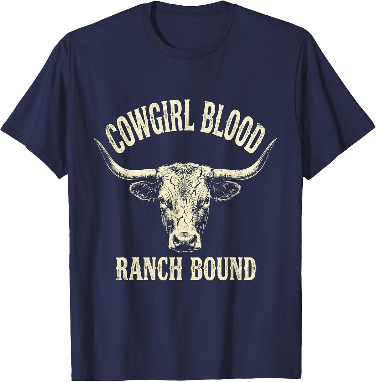 Men's Cowgirl Blood Ranch Bound Boho Western Humor Cowboy Gift T-Shirt - Navy Blue