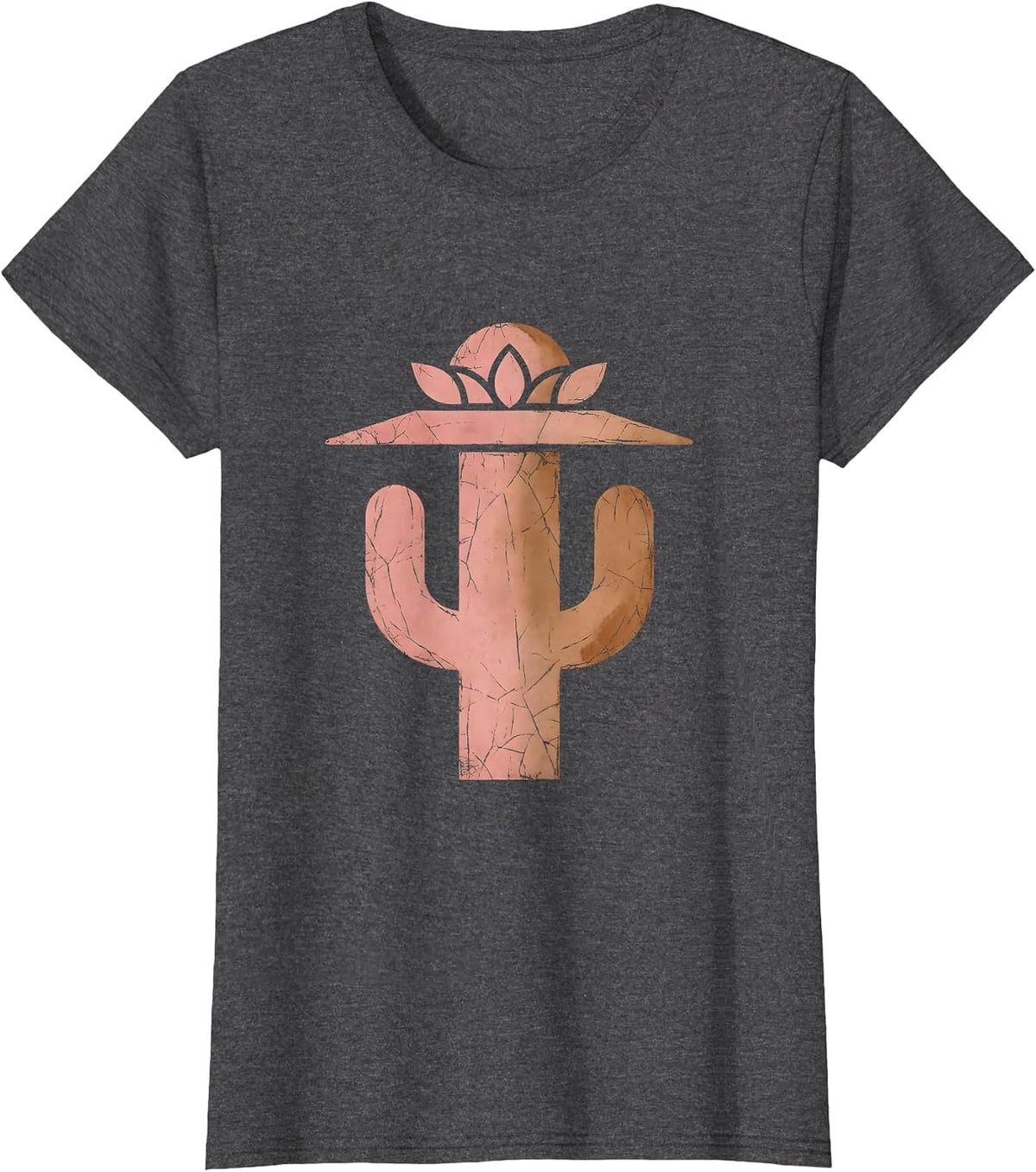 Women's Floral Cowgirl Hat Cactus Western Desert Design T-Shirt - Dark Heather Grey