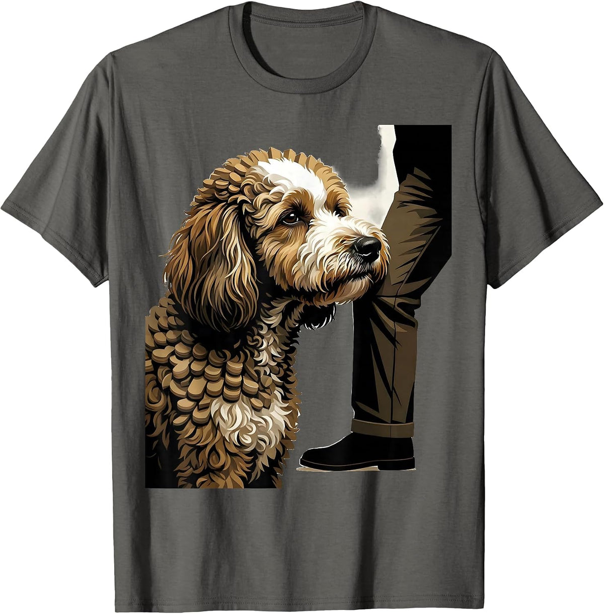 Men's Bernedoodle Silhouette Dog Lover Humor Gift T-Shirt - Asphalt Grey