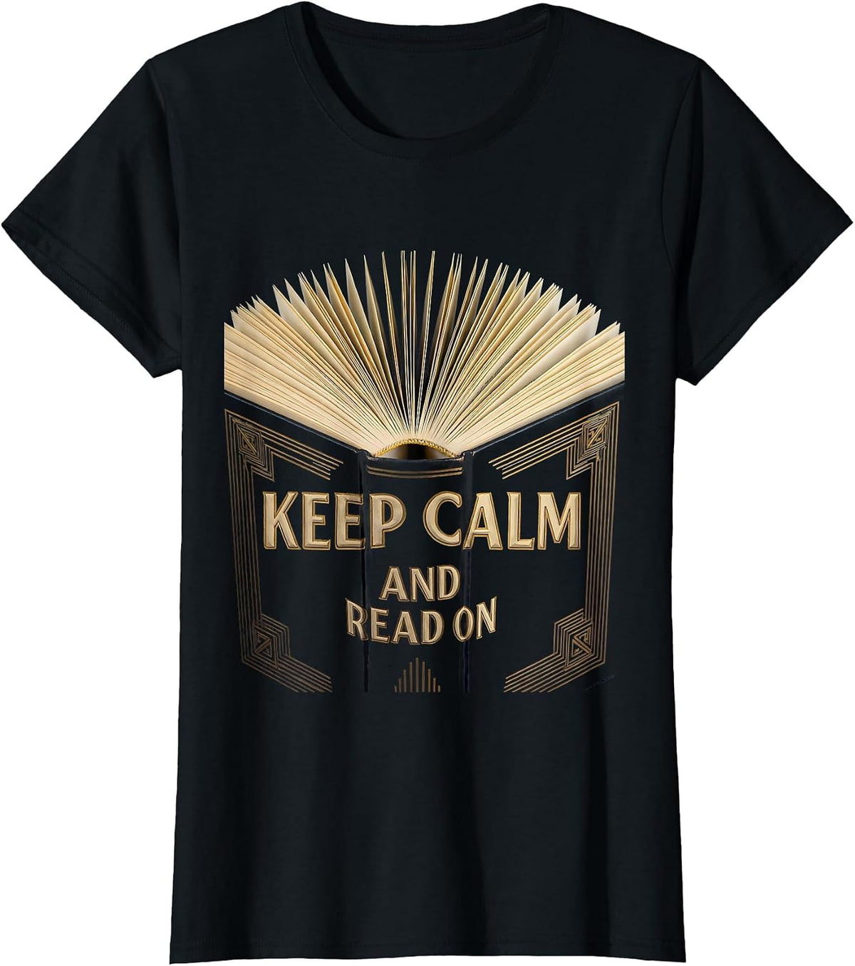 Keep Calm and Read On Reading Teacher Design T-Shirt - Black