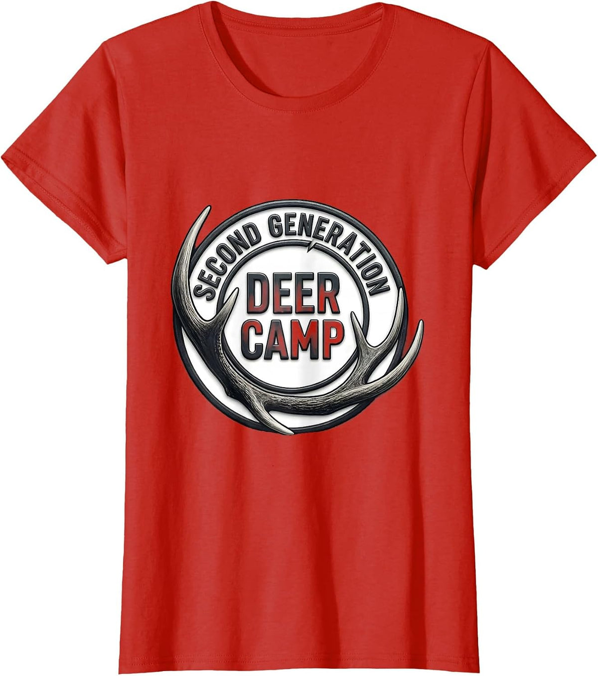 Second Generation Deer Camp Monochromatic Patriotic Hunter T-Shirt - Red