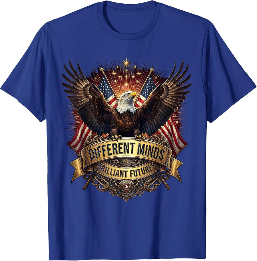 Different Minds Brilliant Futures Neurodiversity Design T-Shirt - Royal Blue