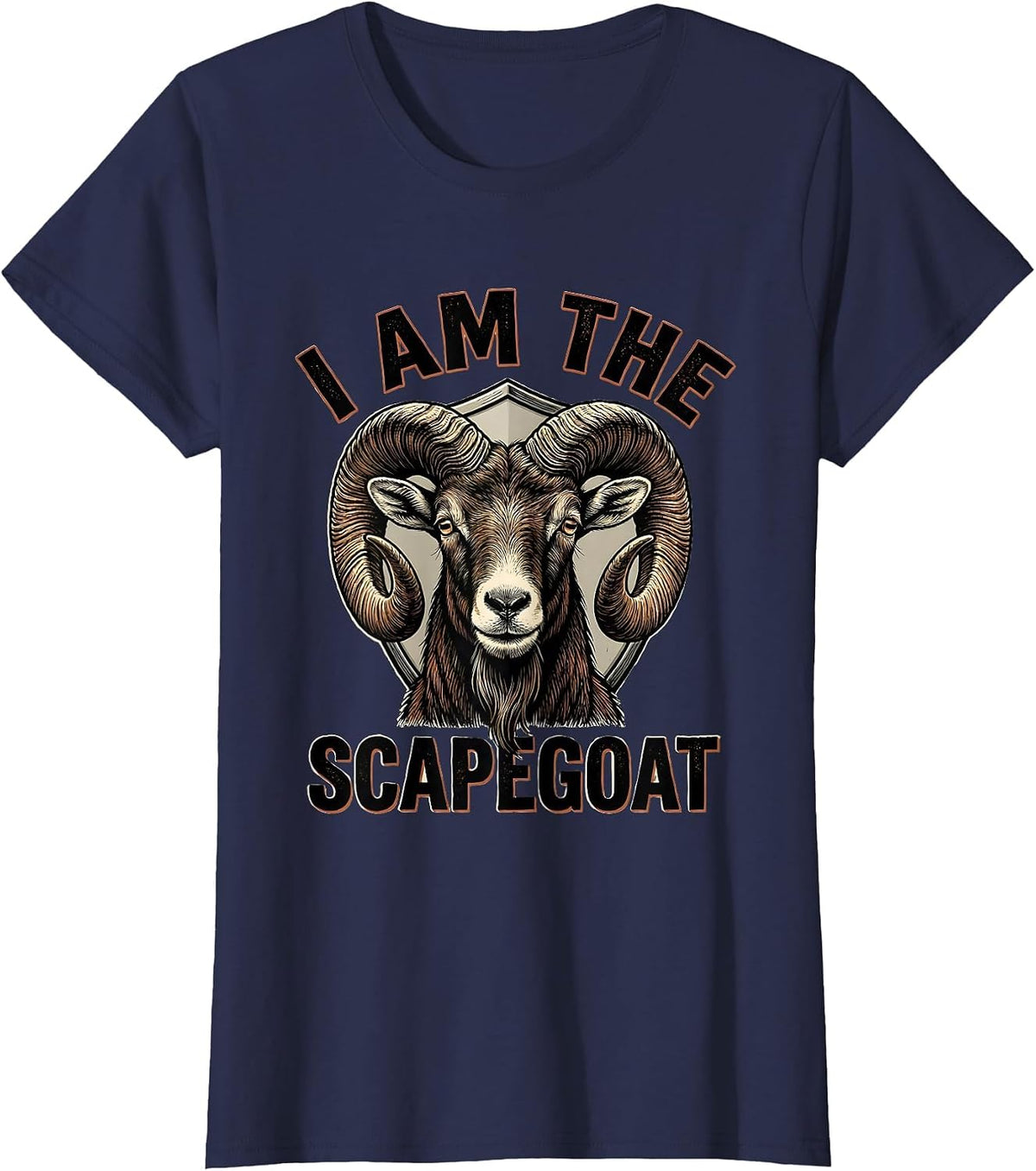 Women's I Am The Scapegoat Funny Goat Lover Animal Humor Graphic T-Shirt - Navy Blue