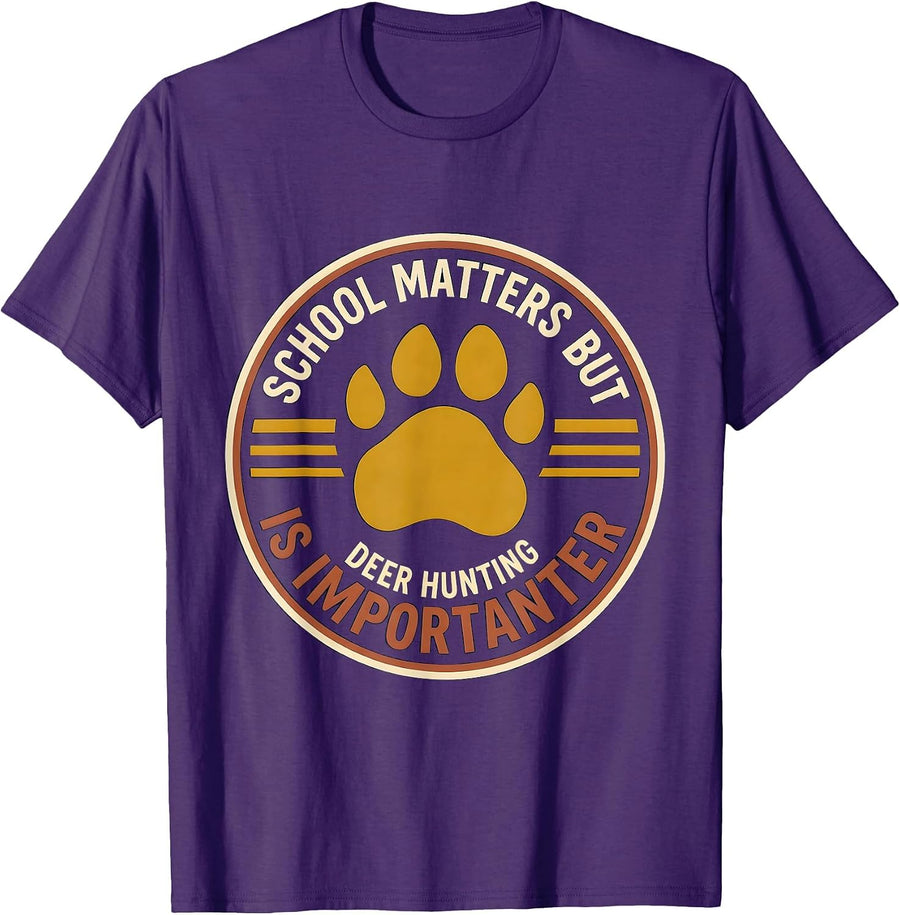 Men's School Matters But Deer Hunting Is Importanter Kids T-Shirt - Purple