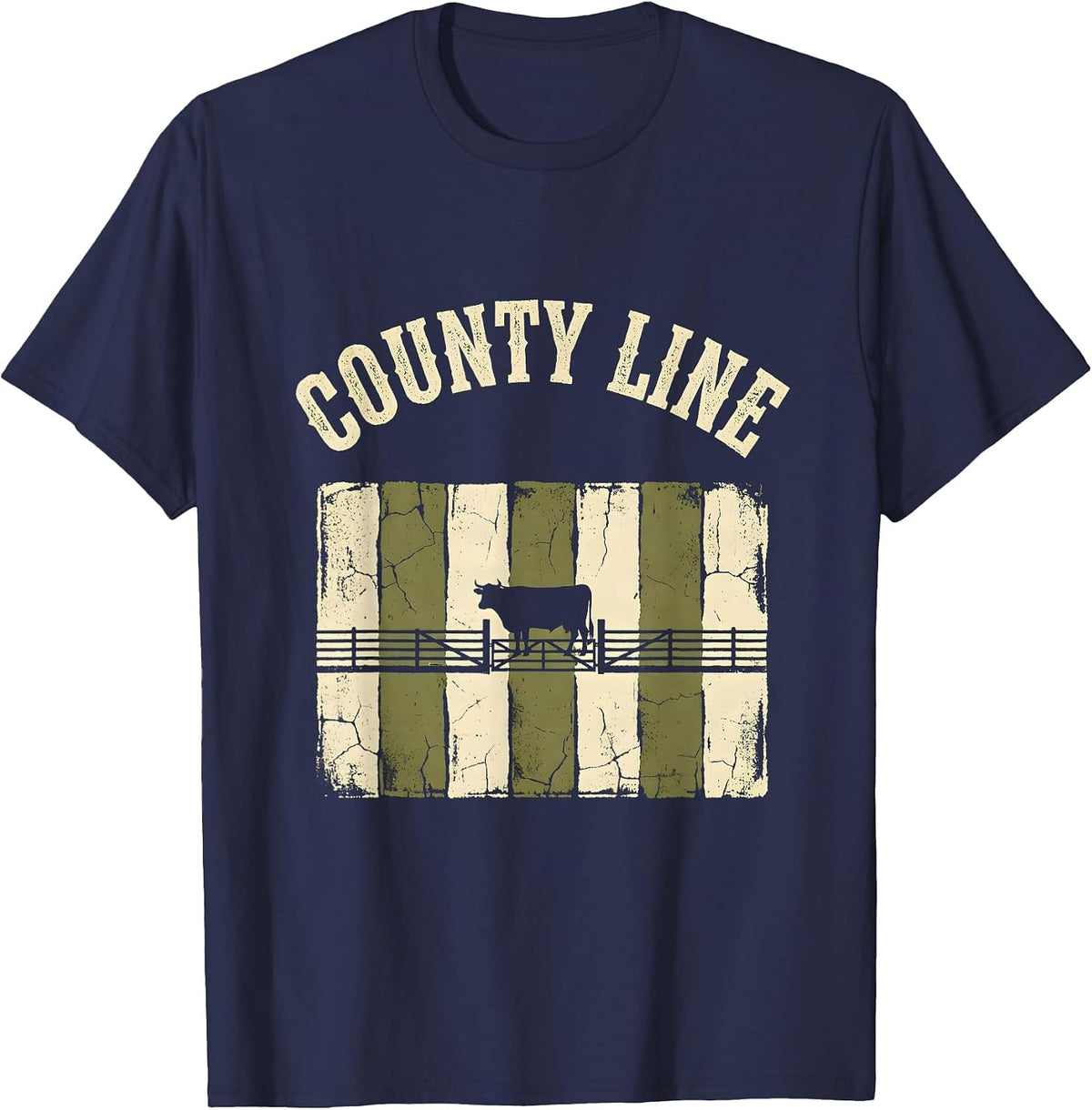 Men's COUNTY LINE Boho Western Monochrome Rural Pride T-Shirt - Navy Blue