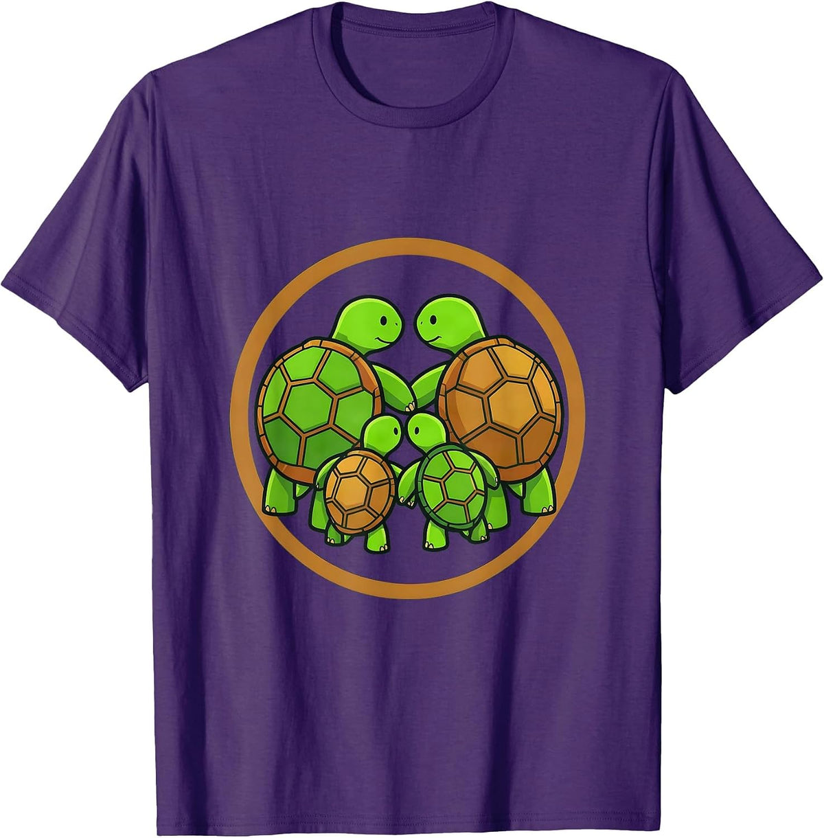 Family of Turtles Matching Patterned Shells Design T-Shirt - Purple
