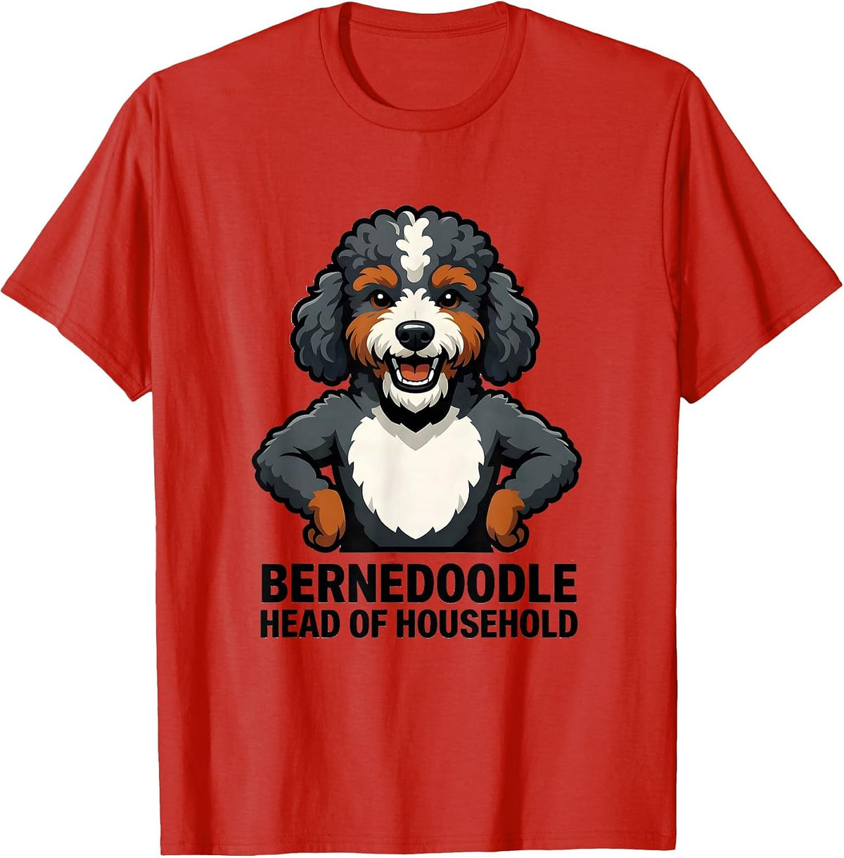 Men's Bernedoodle Head Of Household Funny Dog Lover Mascot T-Shirt - Red