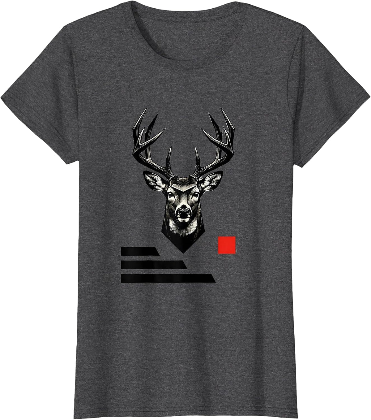 Women's Geometric Whitetail Crown Deer Hunting Dad Humor T-Shirt - Dark Heather Grey