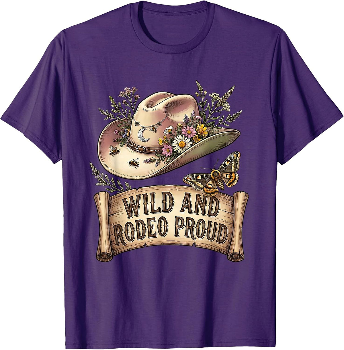 Men's Wild and Rodeo Proud Western Cowgirl Design T-Shirt - Purple