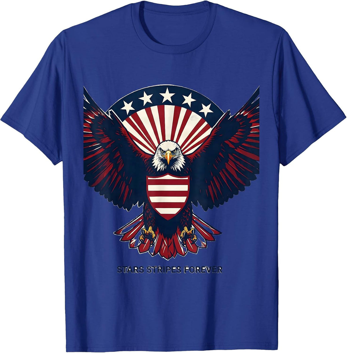 Stars Stripes Forever Patriotic USA Design T-Shirt - Royal Blue