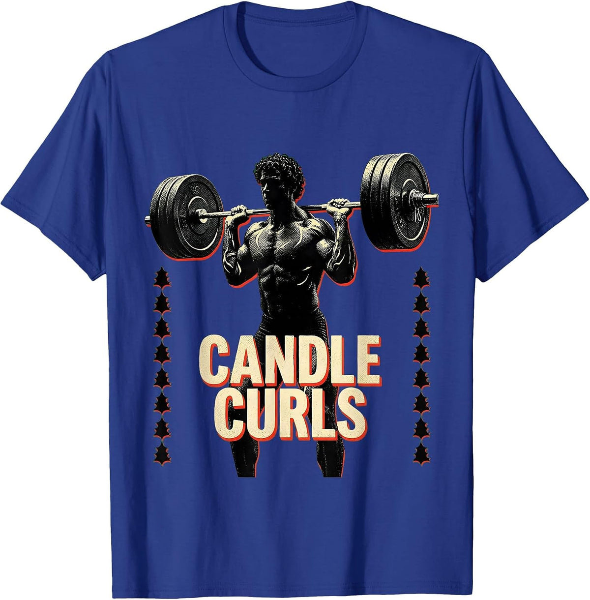 Men's Candle Curls Funny Christmas Gym Bodybuilding Weightlifting T-Shirt - Royal Blue