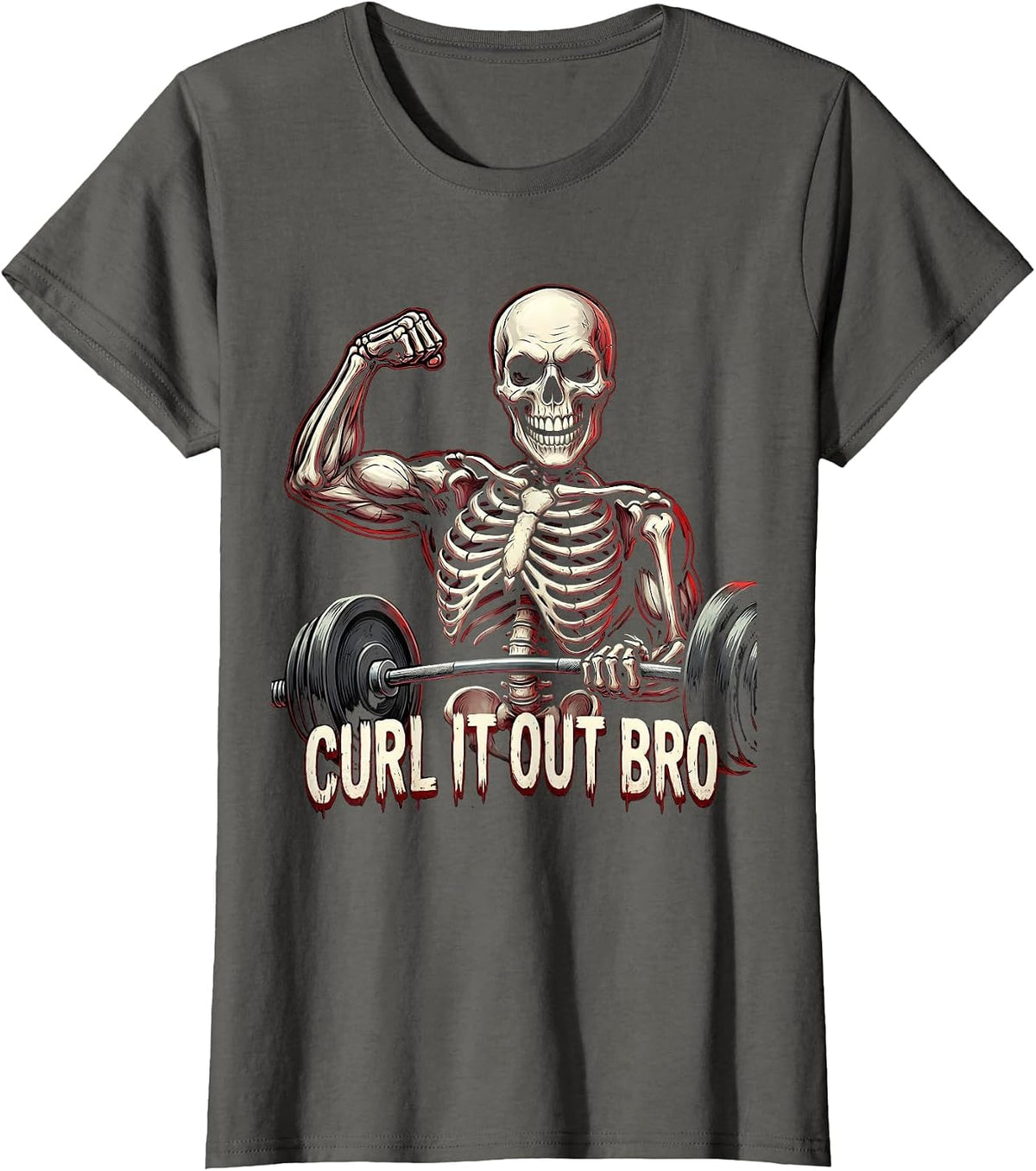 Women's Curl It Out Bro Funny Gym Workout Design T-Shirt - Asphalt Grey