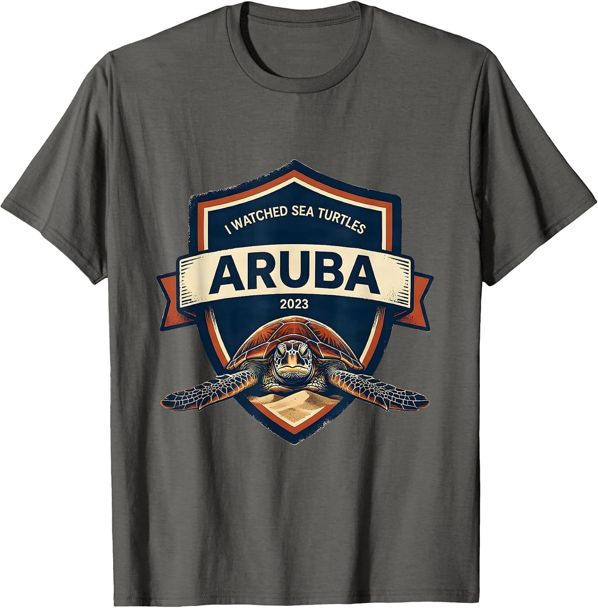 Men's I WATCHED SEA TURTLES ARUBA 2023 Souvenir Turtle Lover T-Shirt - Asphalt Grey