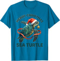 Merry Christmas Sea Turtle Cute Sea Turtle Lover Holiday T-Shirt - Sapphire Blue