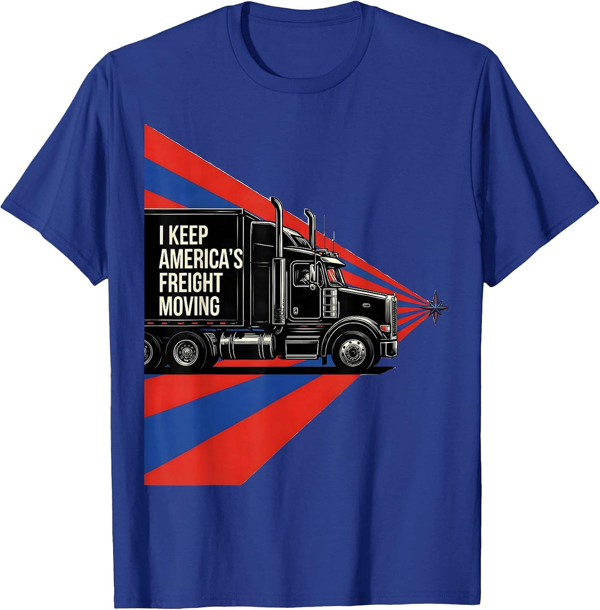 Men's I Keep America's Freight Moving Patriotic Trucker Semi T-Shirt - Royal Blue