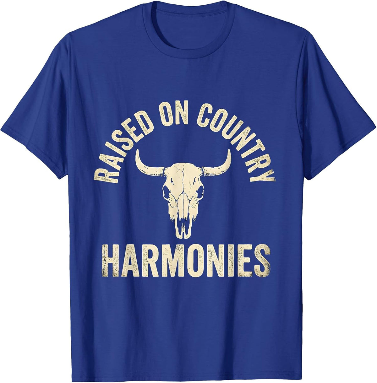 Raised On Country Harmonies Boho Western Mono Cowboy Hat T-Shirt - Royal Blue