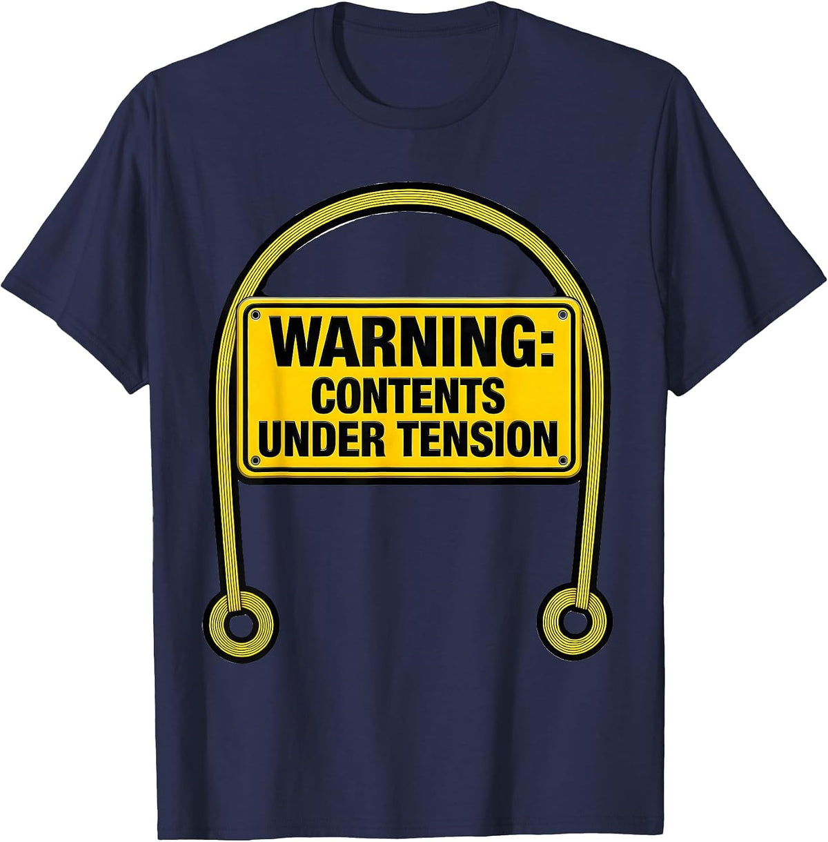 Warning: Contents Under Tension Funny Gym Workout T-Shirt - Navy Blue