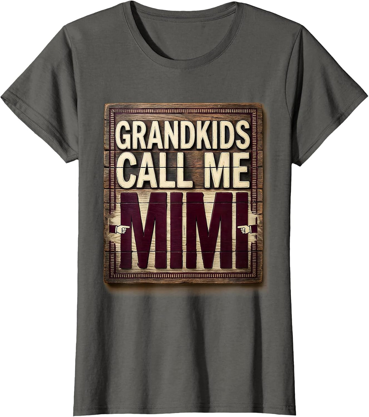 Women's Grandkids Call Me Mimi Grandmother Design T-Shirt - Asphalt Grey