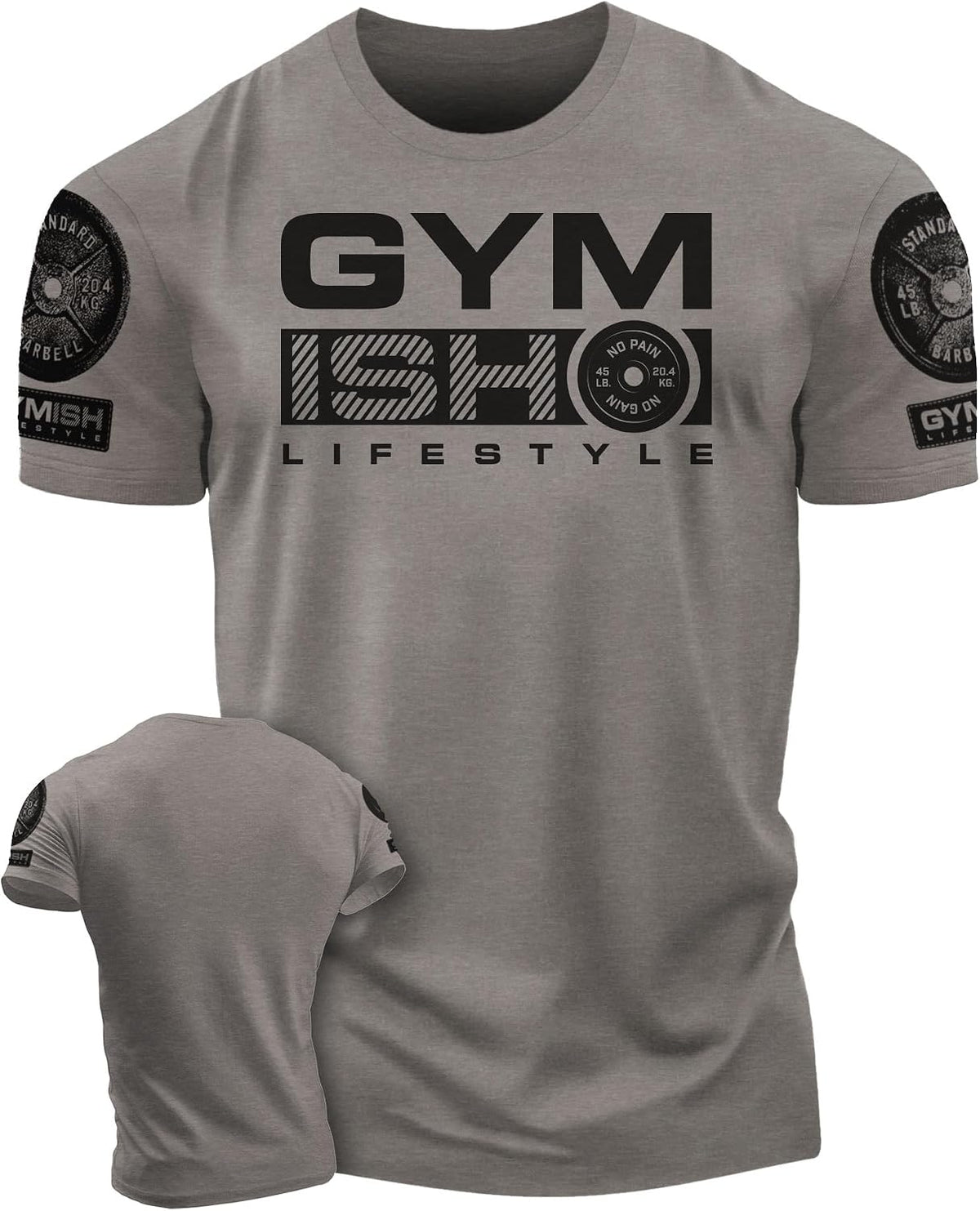 No Pain No Gain Gym Shirts Workout Weightlifting Muscle T-Shirts for Men - 3. Gymish Warm Grey Branded