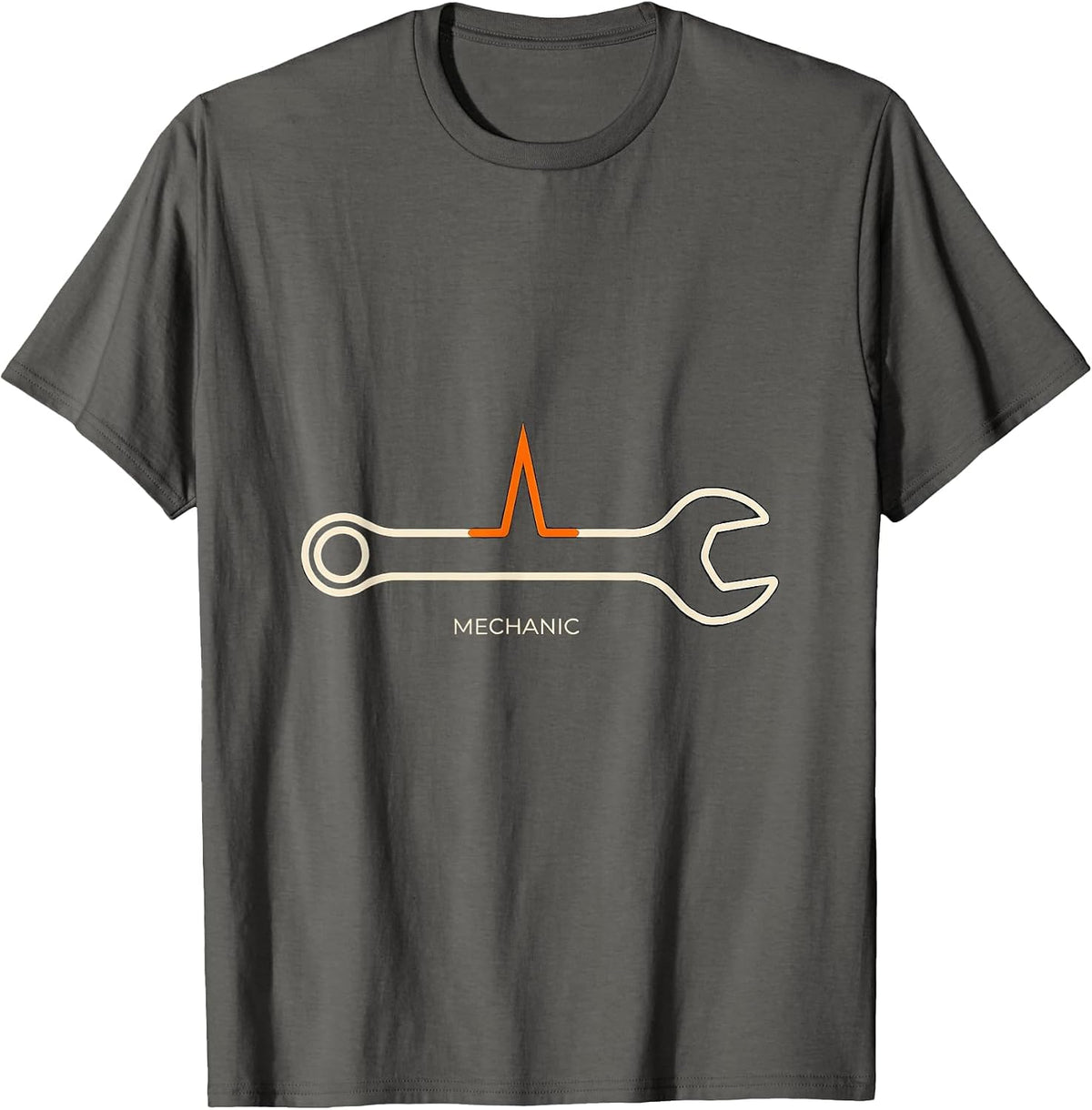 Mechanic Heartbeat EKG Line Auto Repair Humor T-Shirt - Asphalt Grey