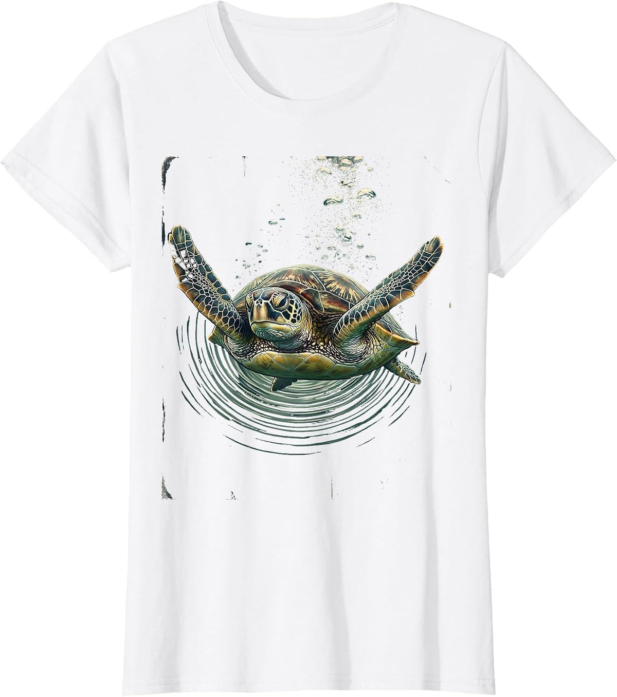 Women's Sea Turtle Ocean Depths Graphic Tee T-Shirt - White