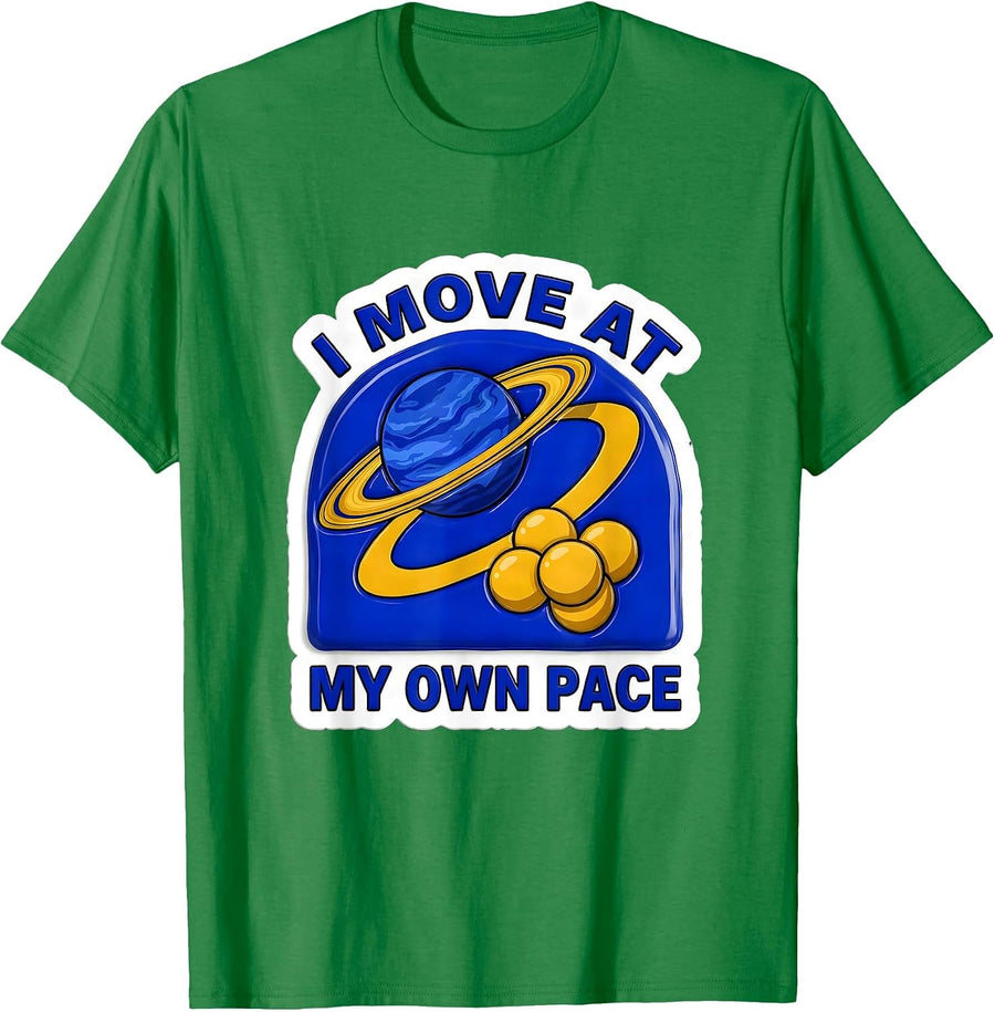 Men's I Move At My Own Pace Funny Solar System Planets Space Humor T-Shirt - Kelly Green