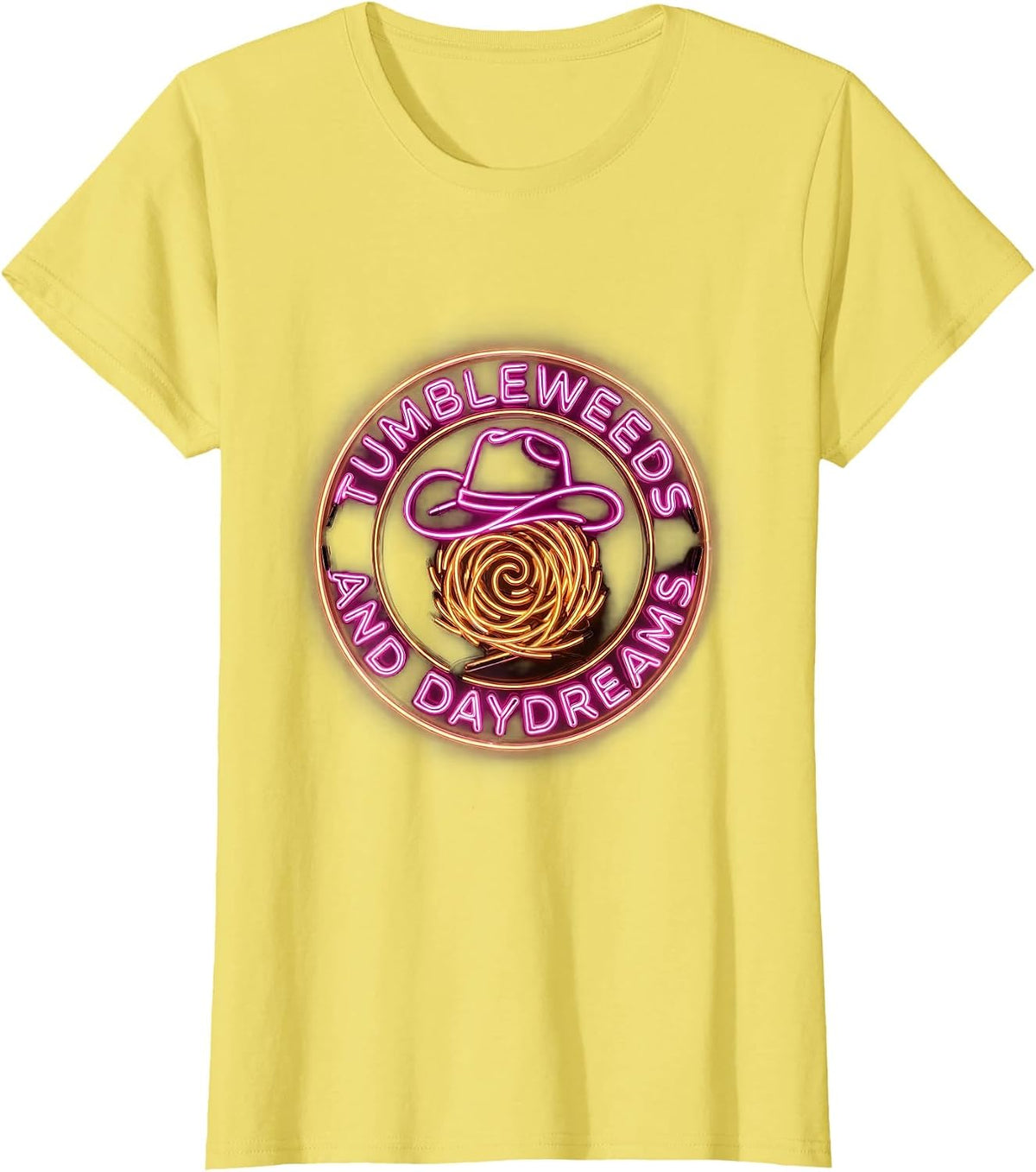 Tumbleweeds and Daydreams Girls Western Design T-Shirt - Lemon Yellow