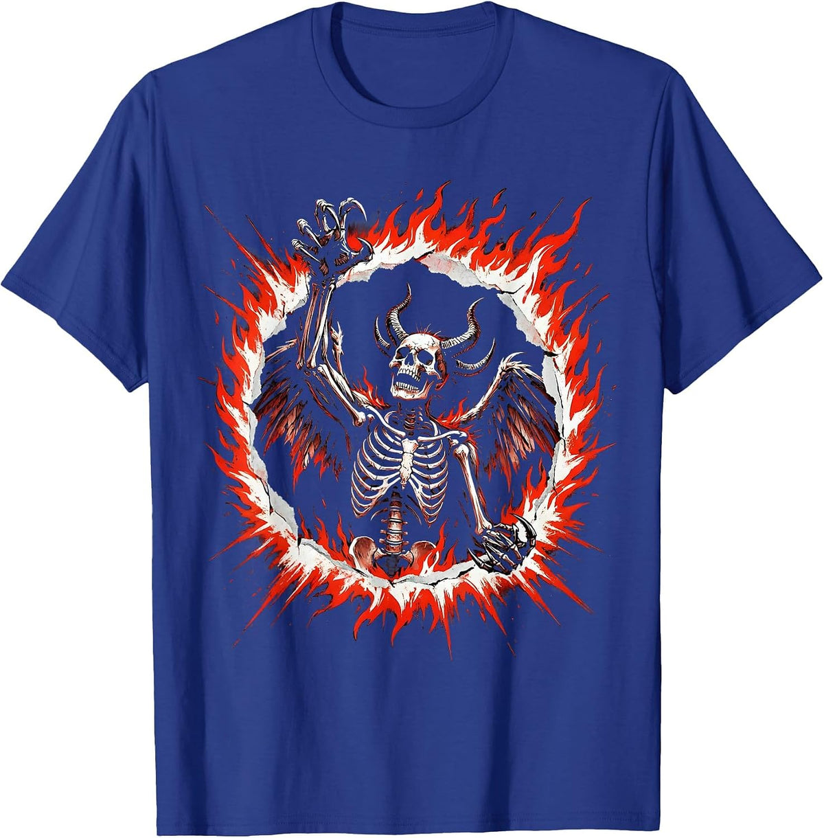Demon Rising From a Ring of Fire Halloween T-Shirt - Royal Blue