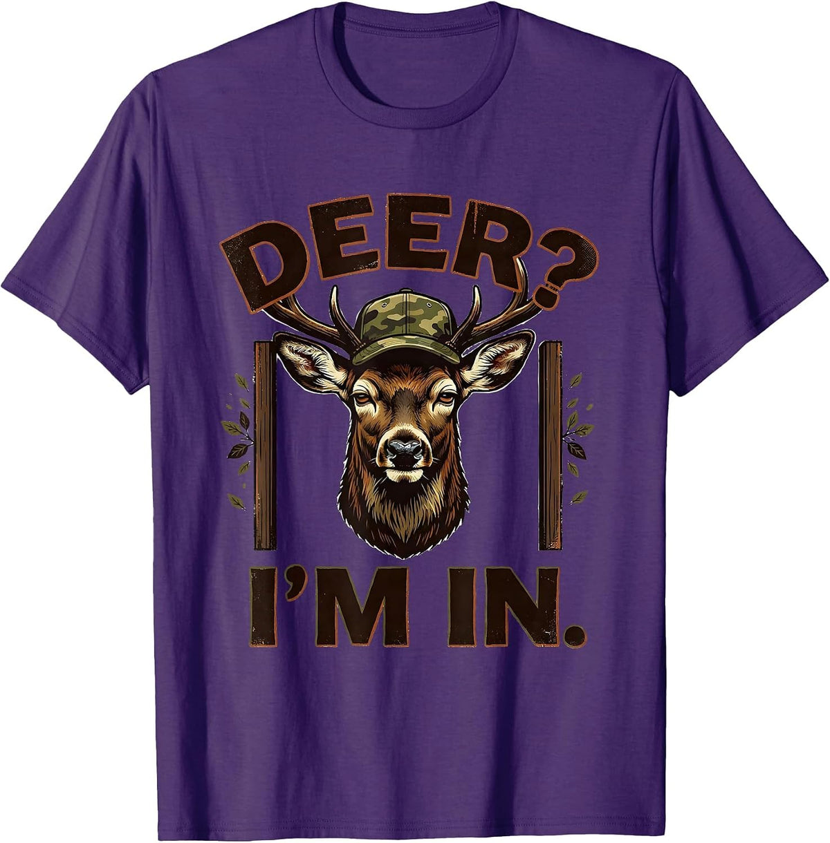 Men's Deer? I'm In Vintage Hunting Humor Camo Deer Lover Gift T-Shirt - Purple