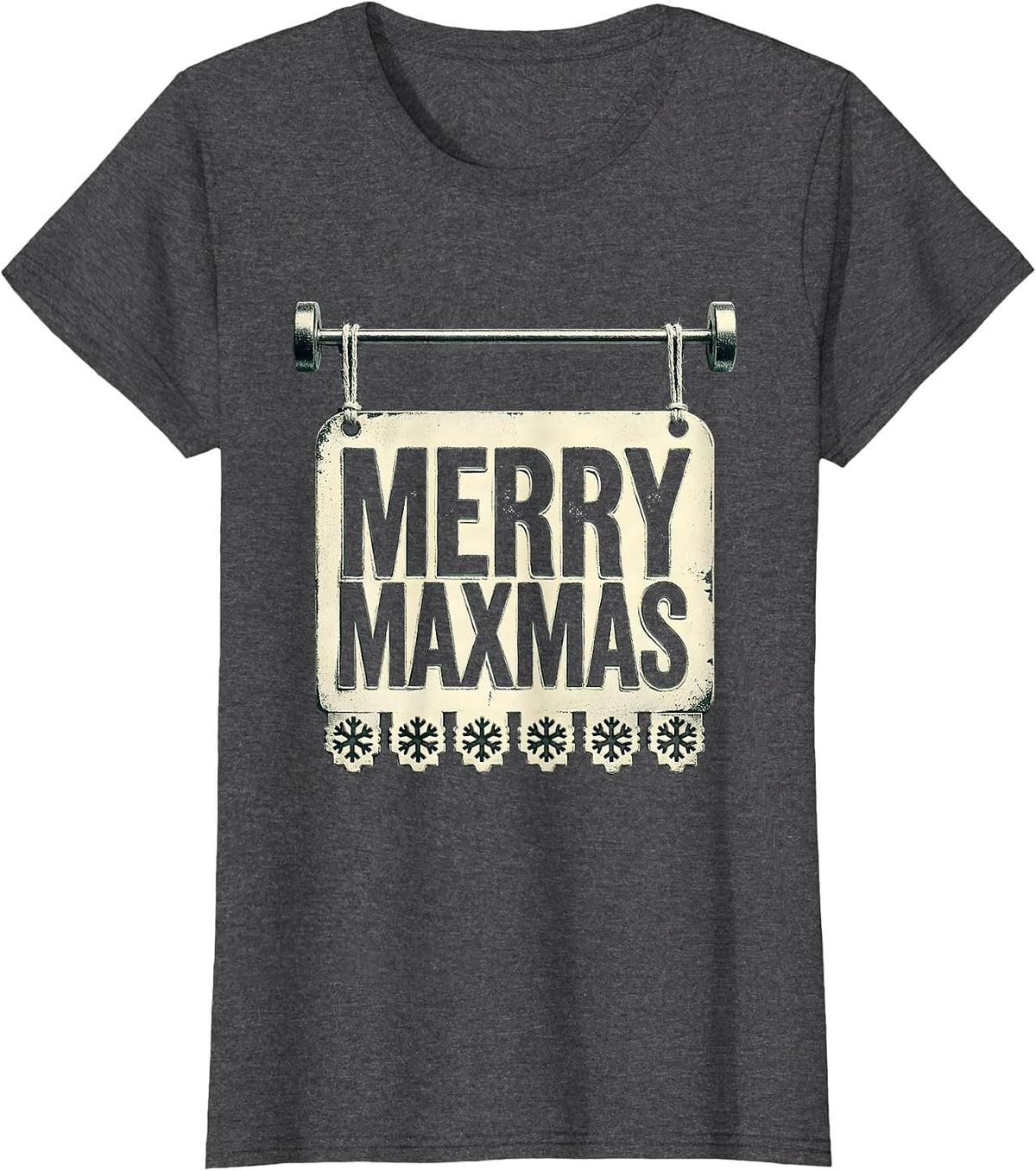 Women's Merry Maxmas Funny Christmas Gym Workout Fitness Gift T-Shirt - Dark Heather Grey
