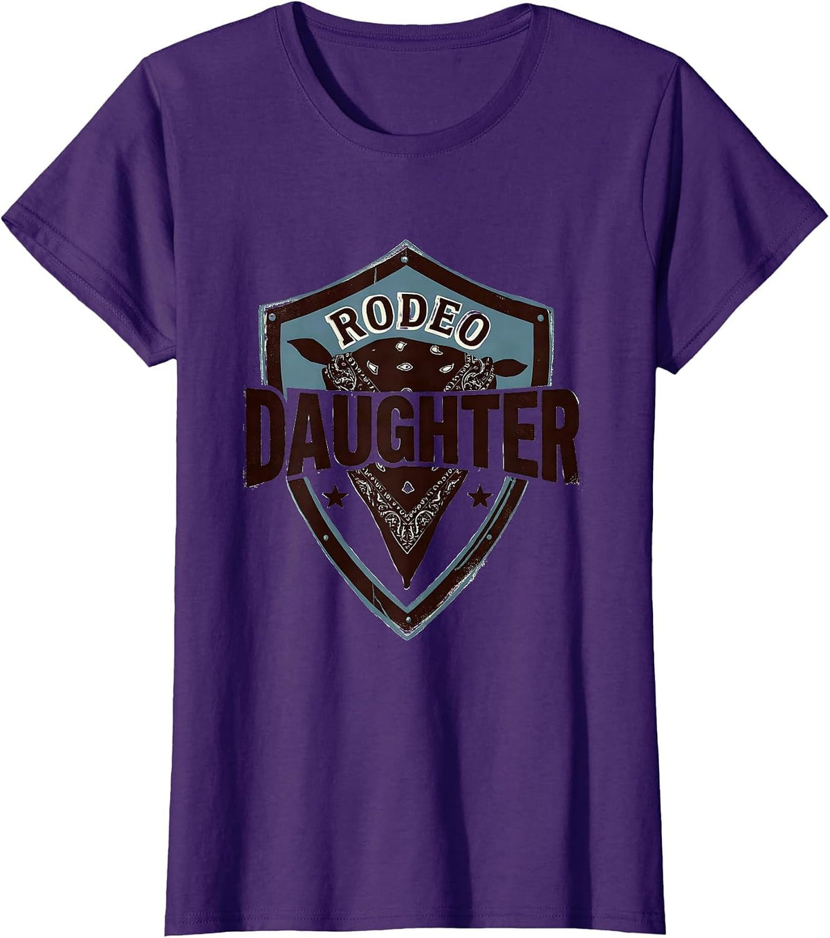 Women's Rodeo Daughter Stencil Graphic Cowgirl Birthday Party Family T-Shirt - Purple