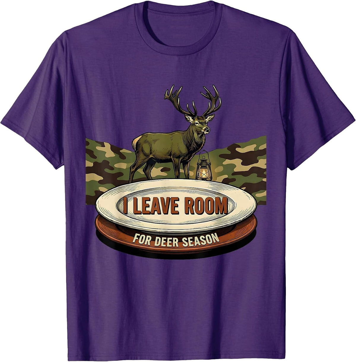 I Leave Room For Deer Season Vintage Hunting Dad Humor T-Shirt - Purple