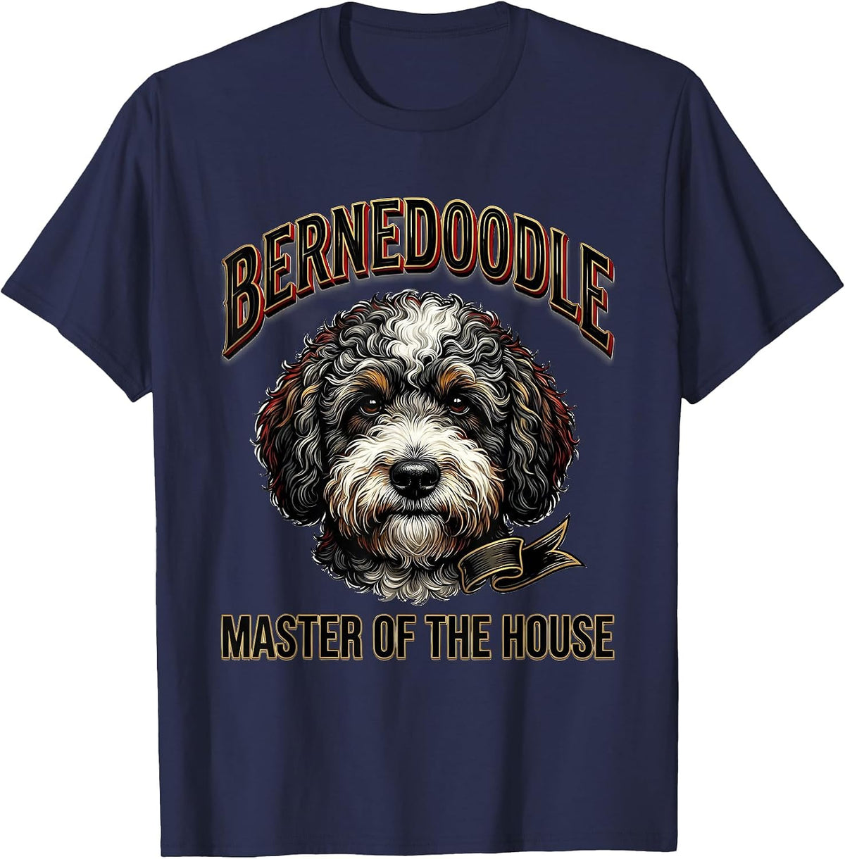 Men's Bernedoodle Master Of The House Funny Dog Owner Humor T-Shirt - Navy Blue