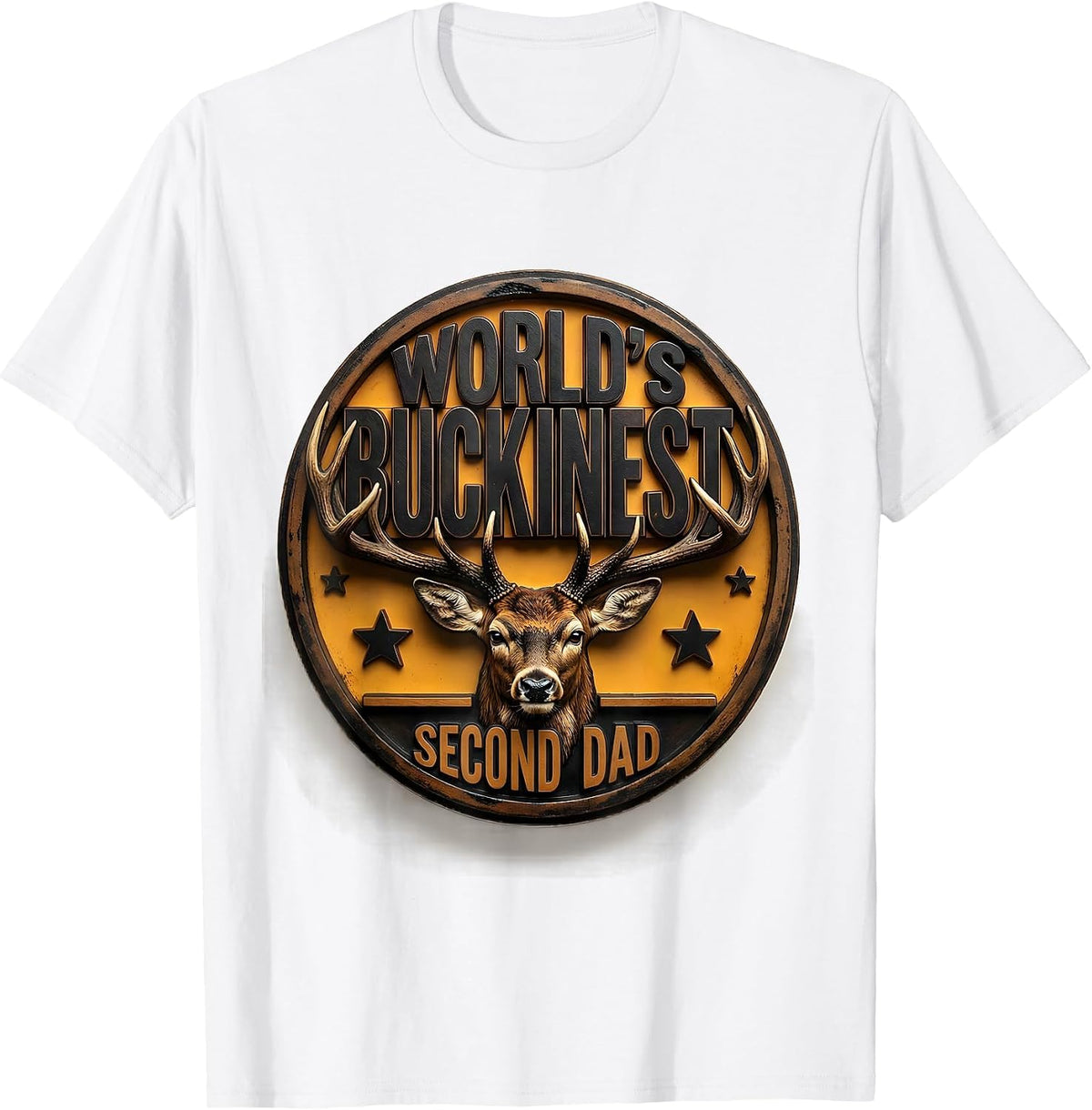 Men's World's Buckinest Second Dad Funny Deer Hunting Dad Joke T-Shirt - White