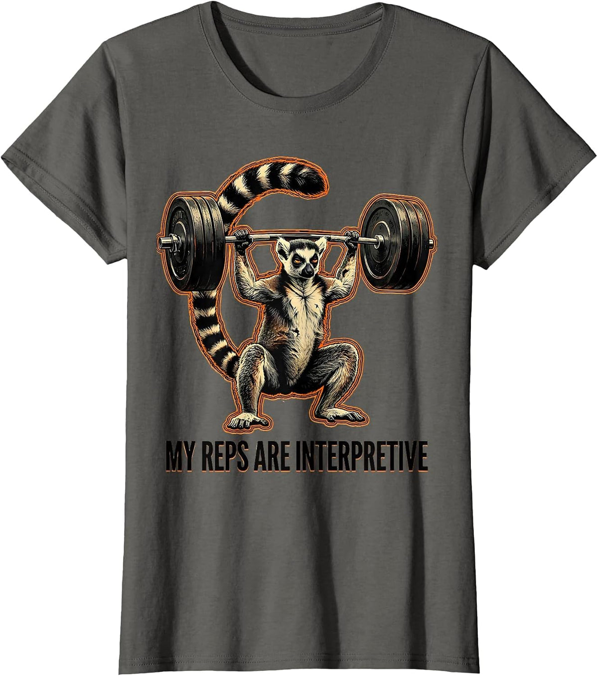 Women's My Reps Are Interpretive Funny Gym Weightlifting Workout T-Shirt - Asphalt Grey