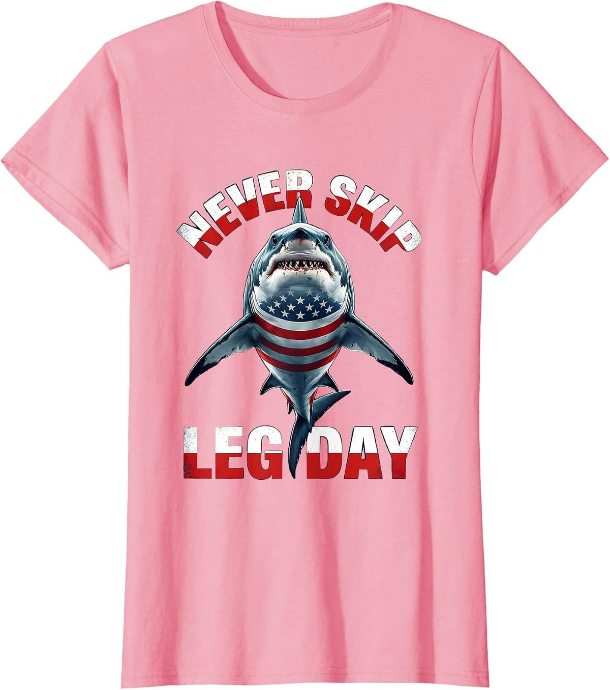 Women's Never Skip Leg Day Shark Gym Design T-Shirt - Pink