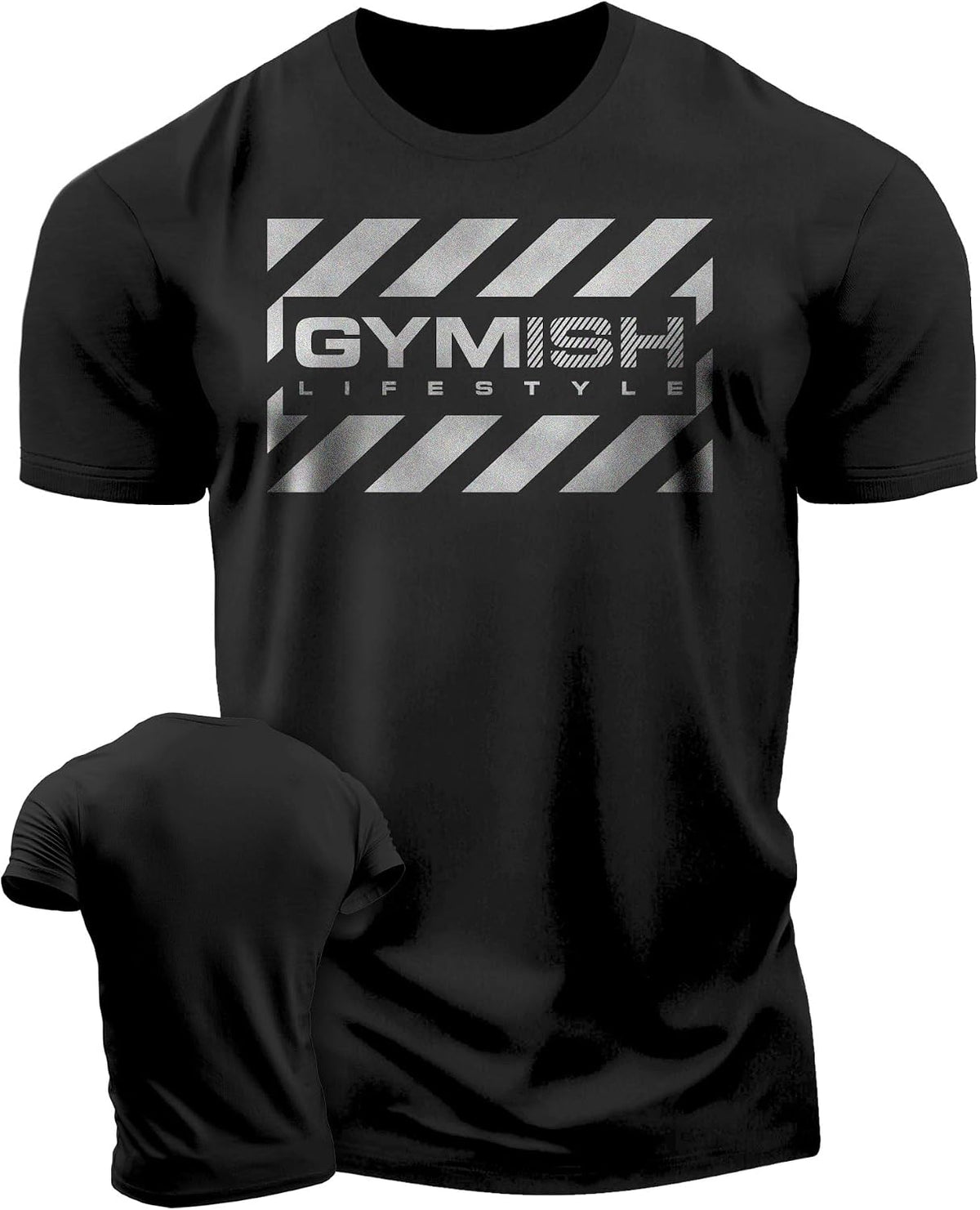 Gymish American Flag Graphic Fitness Tank, Sleeveless Bodybuilding Athletic Tank Top - 4. Gymish Logo Silver on Black