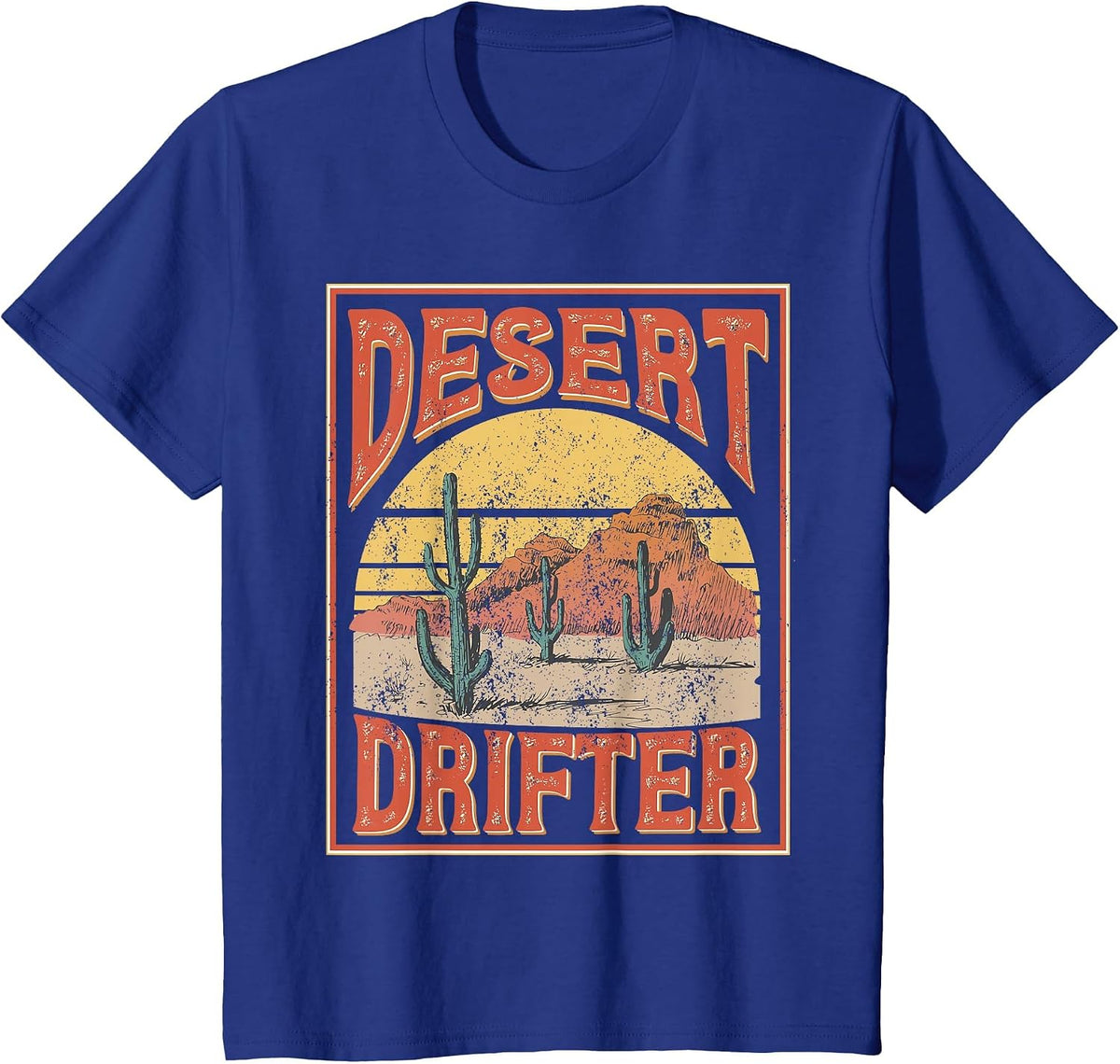 Western Country Boho Cactus Cowgirl Cowboy Desert Drifter T-Shirt - Royal Blue