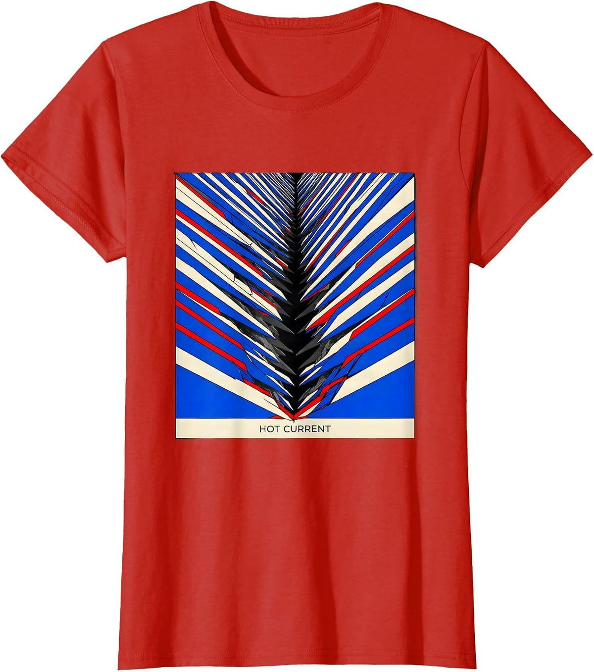Women's HOT CURRENT Bold Lightning Bolt Futurist Dynamism Graphic T-Shirt - Red