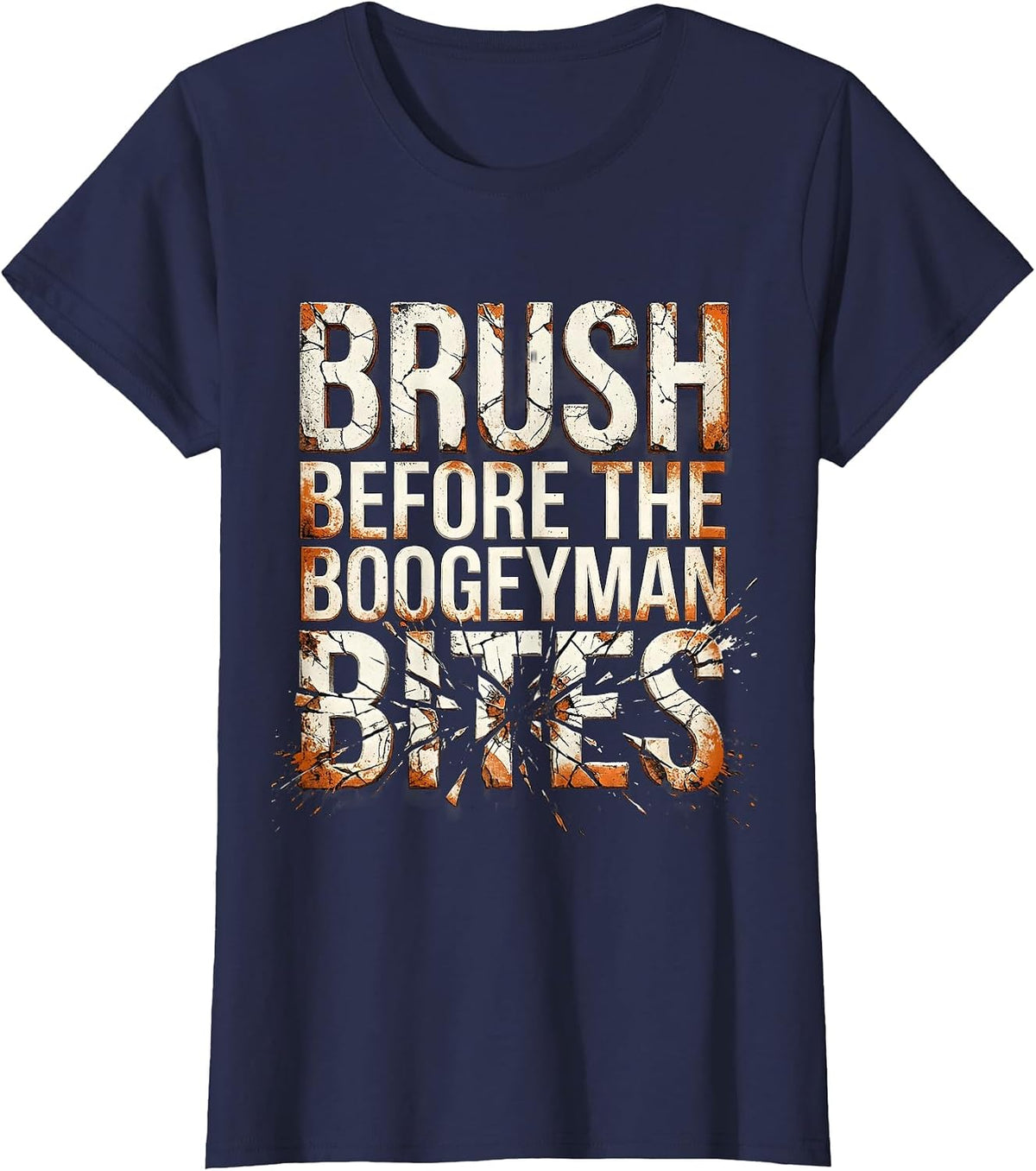 Women's Halloween Dental Brush Before the Boogeyman Bites T-Shirt - Navy Blue