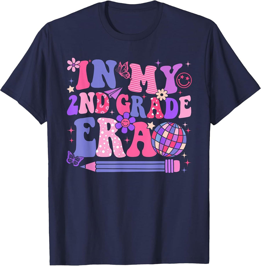 in My 2nd Second Grade Era Back to School Teacher Women Girl T-Shirt - Navy Blue