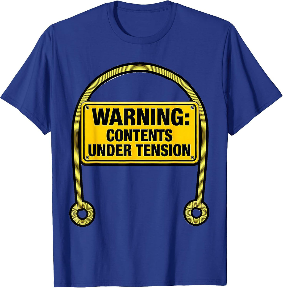 Warning: Contents Under Tension Funny Gym Workout T-Shirt - Royal Blue