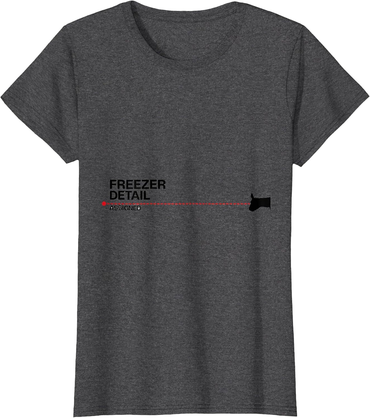 Women's Freezer Detail Assigned Funny Deer Hunting Hunter Dad Gift T-Shirt - Dark Heather Grey