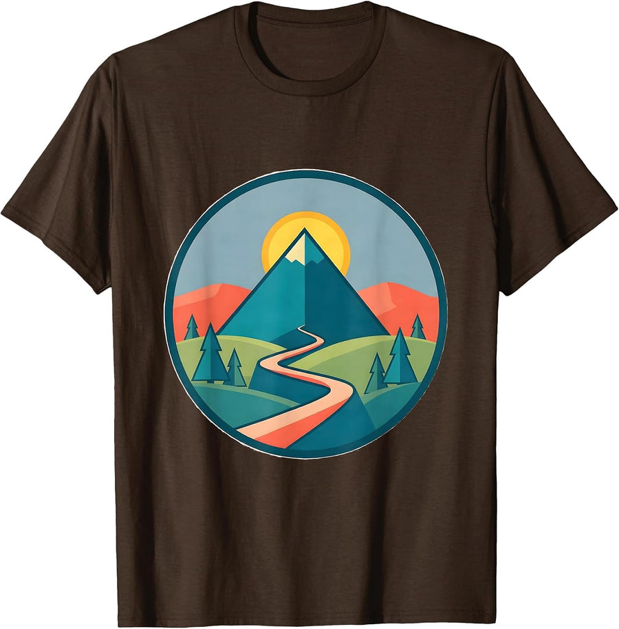 School Counselor Mountain Path Graphic Design T-Shirt - Brown