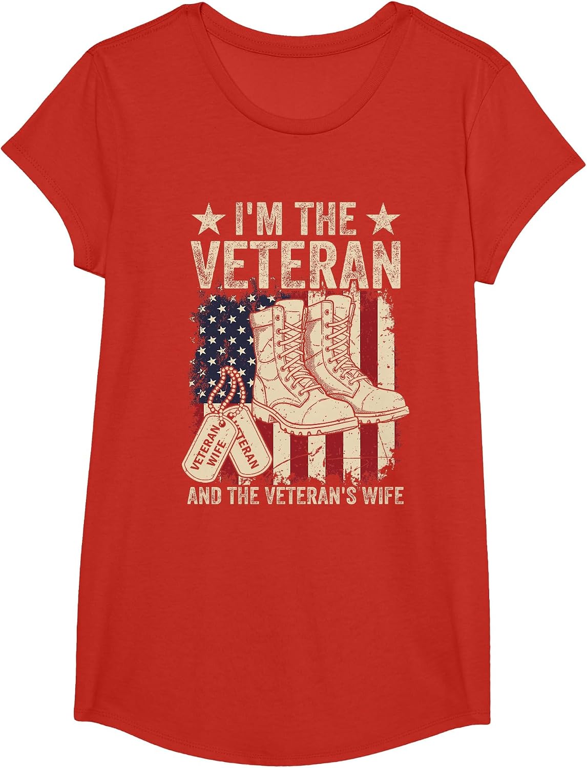 Veteran & Wife Proud American Veteran Wife Veterans Day T-Shirt - Girls Red