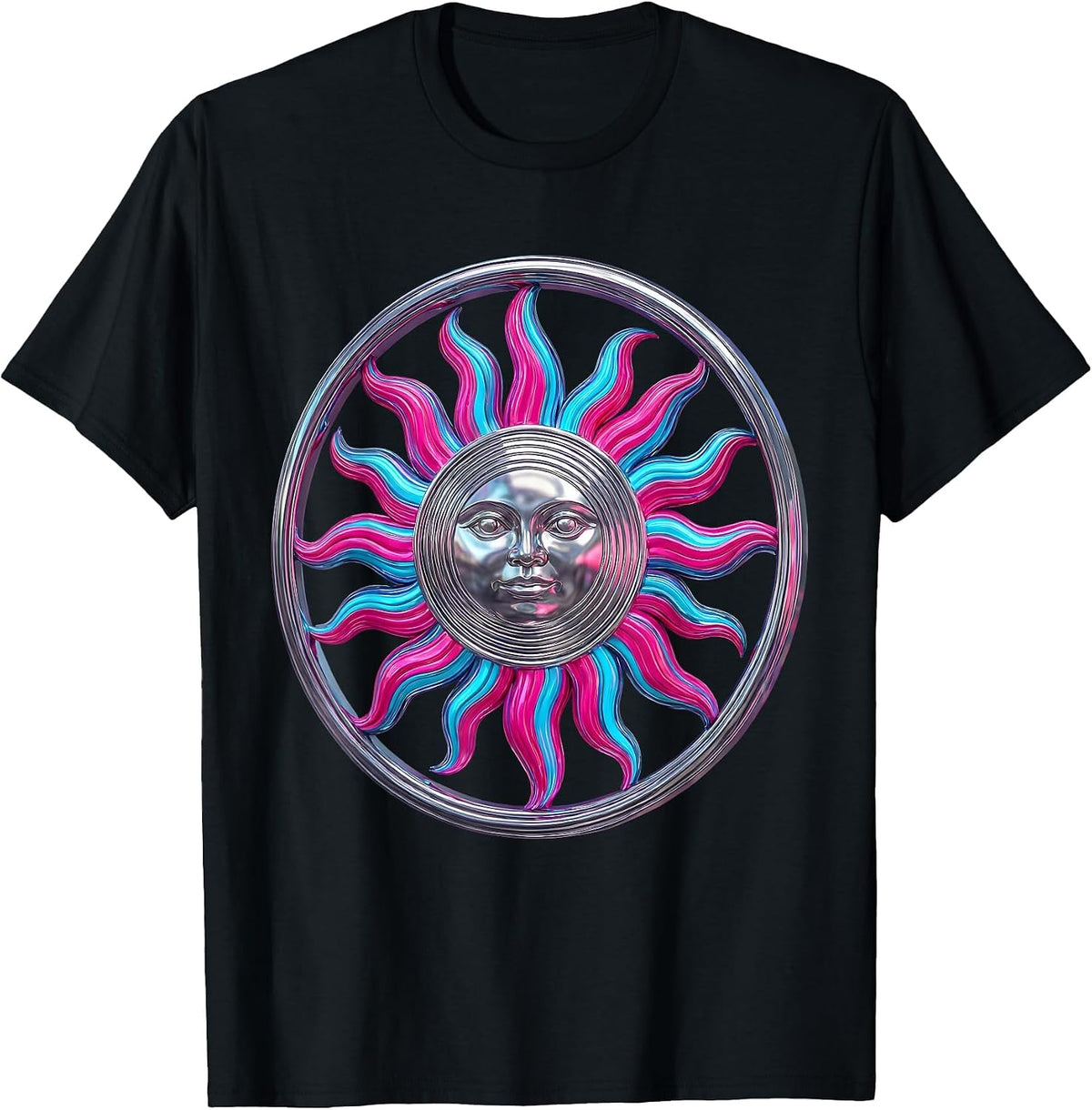 Men's Giant Sun Solar Flare Eruption Galaxy Design T-Shirt - Black